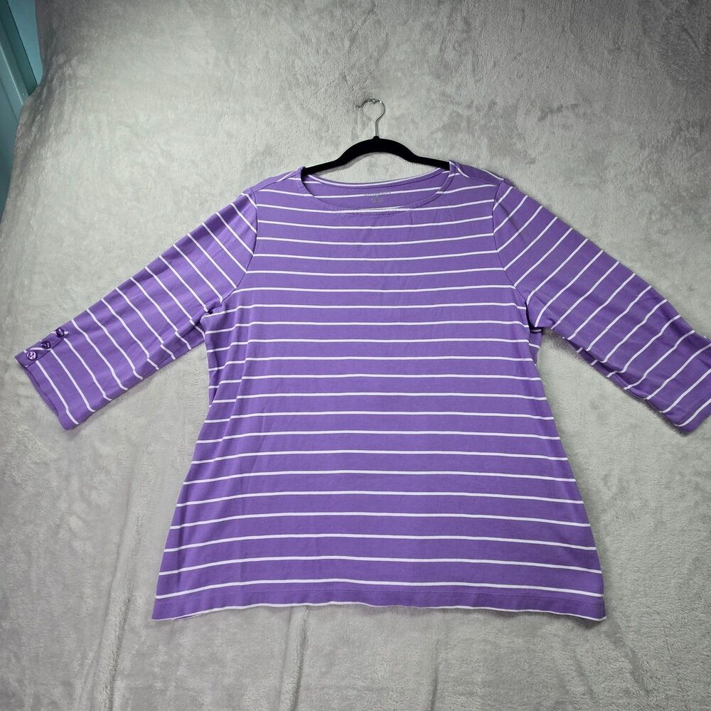 Appleseed's Women's Essential XL 100% Cotton Striped 3/4 Sleeve Shirt Top EUC